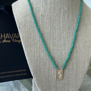 18k GP hamsa evil eye escapulario handmade crystal necklace